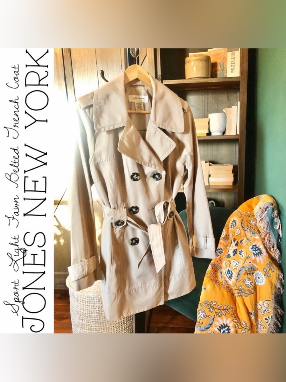 Jones New York Sport Light Fawn Belted Trench Coat